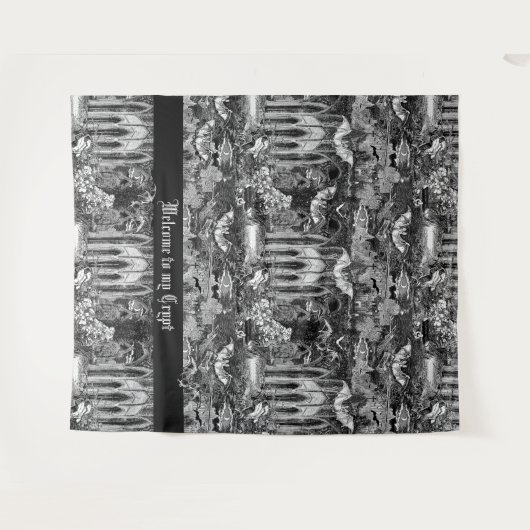 Gothic Vampires Crypt Graveyard Scene met Vleermui Wandkleed (Voorkant (horizontaal))