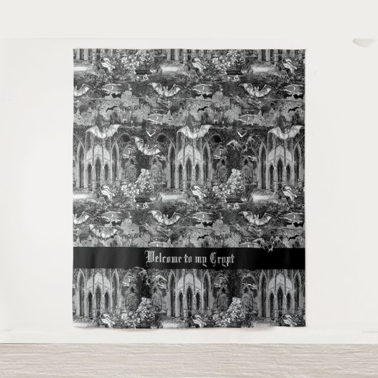 Gothic Vampires Crypt Graveyard Scene met Vleermui Wandkleed (Voorkant)