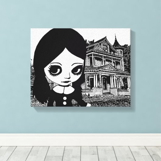 Gothic van de grote ogen canvas afdruk (Insitu (Houten vloer))