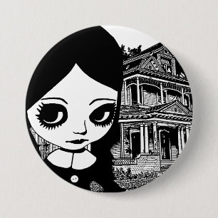 Gothic van de grote ogen ronde button 7,6 cm