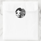 Gothic van de grote ogen ronde sticker (Tas)