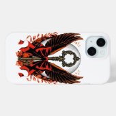 Gothic Velvet Bow Key met vleugels en maan Case-Mate iPhone Case (Achterkant (horizontaal))
