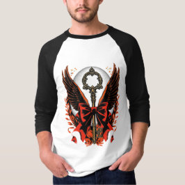 Gothic Velvet Bow Key met vleugels en maan T-shirt