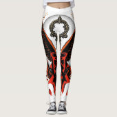 Gothic Velvet Bow Key with Wings & Moon Leggings (Voorkant)