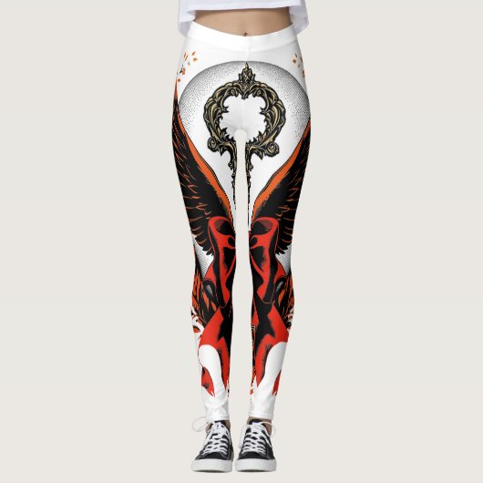 Gothic Velvet Bow Key with Wings & Moon Leggings (Voorkant)