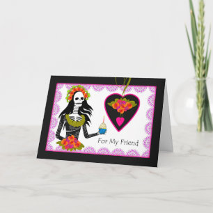Gothic Verjaardag voor Vriend, Lady Skeleton, Cupc Kaart