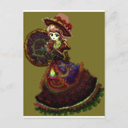 Gothic Victoriaans Anime Vampire Medieval Briefkaart (Voorkant)