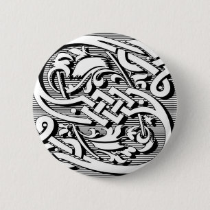 Gothic Victoriaans celtic renaissance monogram S Ronde Button 5,7 Cm