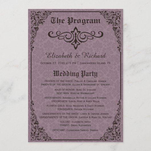 Gothic Victoriaans Damask Wedding Programma's (Voorkant)