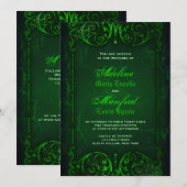 Gothic Victoriaans Ghoulish Green Wedding Kaart (Voorkant / Achterkant)