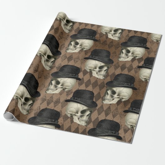Gothic Victoriaans Skulls  Pet Donkere roetbussen Cadeaupapier (Uitgerold)