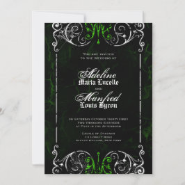 Gothic Victoriaans Spooky Green Wedding Invite Kaart