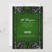 Gothic Victoriaans Spooky Green Wedding Invite Kaart (Achterkant)