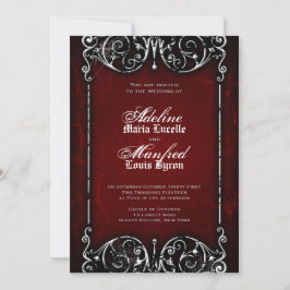 Gothic Victoriaans Spooky Red, Black & White Weddi Kaart