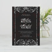 Gothic Victoriaans Spooky Red, Black & White Weddi Kaart (Staand voorkant)