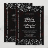 Gothic Victoriaans Spooky Red, Black & White Weddi Kaart (Voorkant / Achterkant)