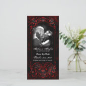 Gothic Victoriaans Spooky Red Custom Save the Date (Staand voorkant)
