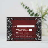 Gothic Victoriaans Spooky Red & White Wedding RSVP (Staand voorkant)