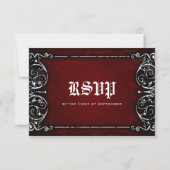 Gothic Victoriaans Spooky Red & White Wedding RSVP (Achterkant)