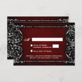 Gothic Victoriaans Spooky Red & White Wedding RSVP (Voorkant / Achterkant)