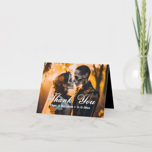 Gothic Victoriaans Unique Dark Wedding Bedankkaart (Voorkant)