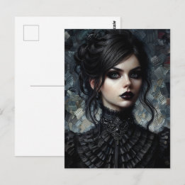 Gothic Victoriaans vrouw in het zwart Briefkaart