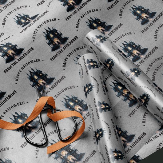 Gothic Victorian Haunted House Happy Halloween Cadeaupapier