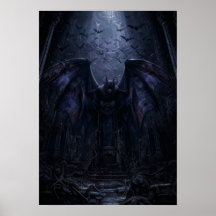 Gothic Vleermuis Donkere Nacht Kunstprint
