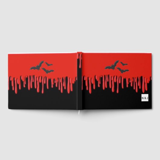 Gothic vleermuizen en rode druipende bloed Hallowe Gastenboek (Volledig)