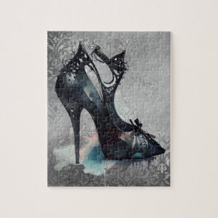 Gothic Vogue Grunge Blauwgroen Splash Stiletto H Legpuzzel