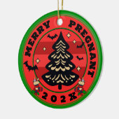 Gothic Vrolijk & Zwanger Kerst Keramisch Ornament (Links)