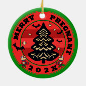 Gothic Vrolijk & Zwanger Kerst Keramisch Ornament (Achterkant)