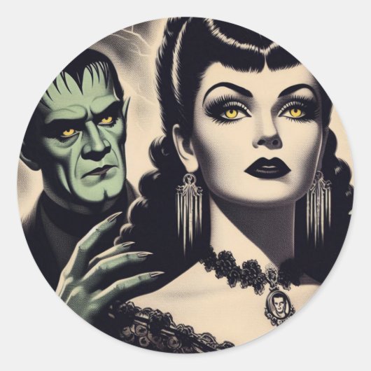  Gothic Vrouw Ronde Sticker (Voorkant)