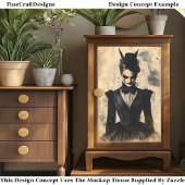 Gothic Vrouw, Victoriaans Jurk BC3 Decoupage Tissuepapier