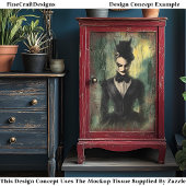 Gothic Vrouw, Victoriaans Jurk BC3 Decoupage Tissuepapier