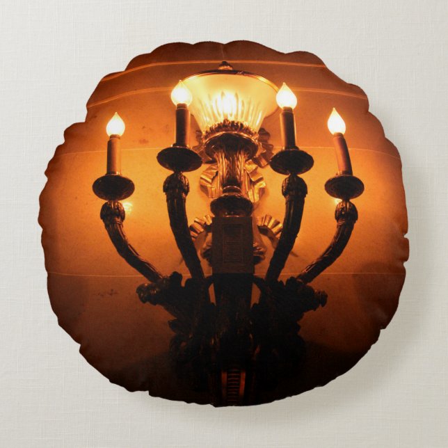 Gothic Wall Sconce Rond Kussen (Voorkant)