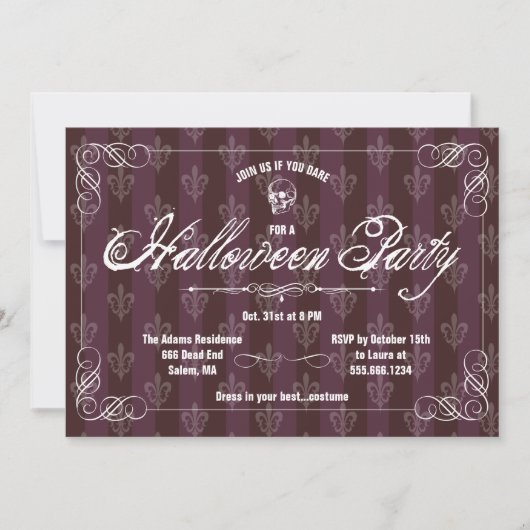 Gothic Wallpaper Halloween Party Kaart (Voorkant)