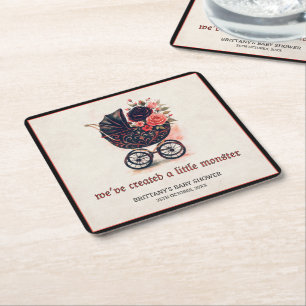Gothic Wandeling Halloween Baby Shower Vierkante Kartonnen Onderzetter