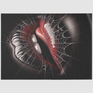 Gothic Webbed Bitten Lips Art Decoupage Tissuepapier