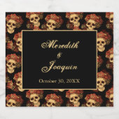 Gothic Weddenschappen Black Red Rose Custom Sparkling Wijnetiket (Enkel label)