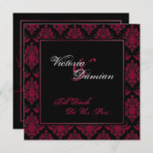 Gothic Wedding Black & Red Damask Kaart (Voorkant / Achterkant)