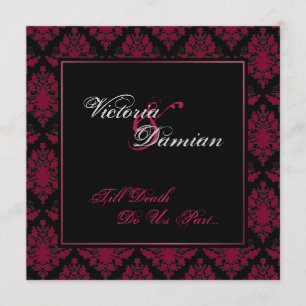 Gothic Wedding Black & Red Damask Kaart
