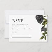 Gothic Wedding Black Rozen  RSVP Kaartje (Voorkant)