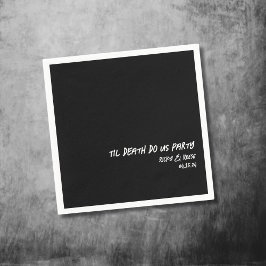 Gothic Wedding Custom Name Black Cocktail Napkin Servet