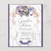 Gothic Wedding Invitation Paarse Oranje Skulls (Voorkant)