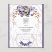 Gothic Wedding Invitation Paarse Oranje Skulls Flyer (Achterkant)
