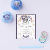 Gothic Wedding Invitation Paarse Oranje Skulls Flyer (Enkel)