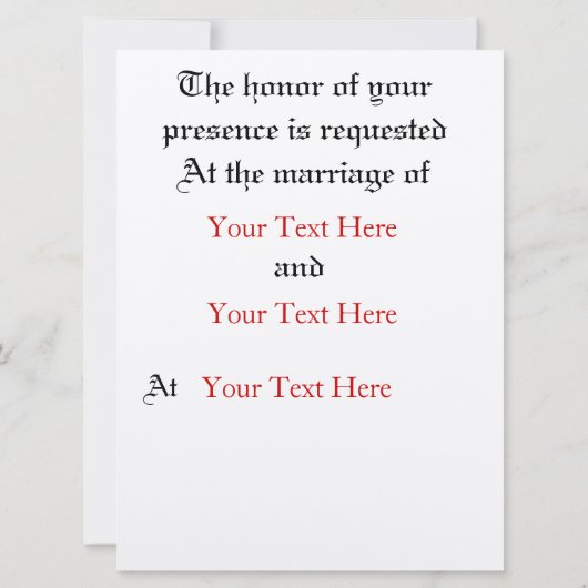 Gothic Wedding Invitations Kaart (Achterkant)