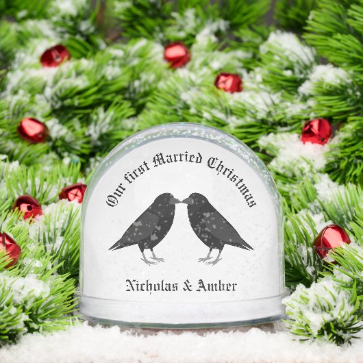 Gothic Wedding Kissing Ravens First Married Xmas (Noël)