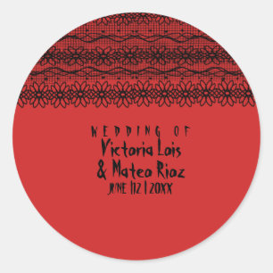 Gothic Wedding Lace Red Black Ronde Sticker